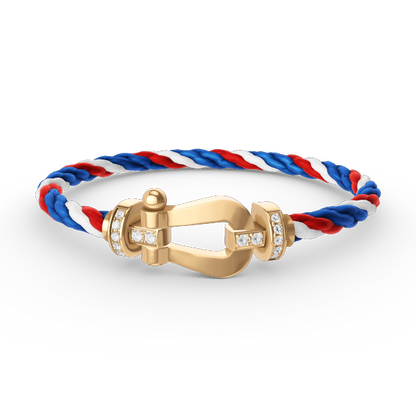 [OAK JURI]FORCE LARGE HORSESHOE HALF DIAMOND BRACELET GOLD