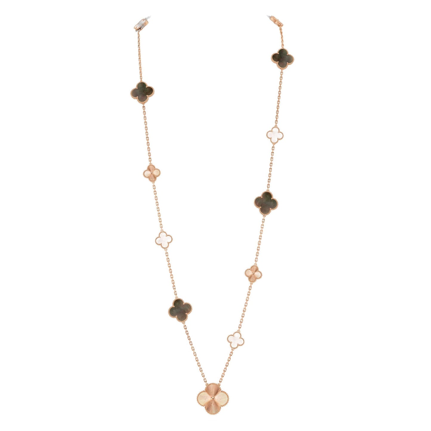 [OAK JURI]DETACHABLE CLOVER 15(11+4) FLOWER ROSE GOLD NECKLACE SET