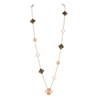 [OAK JURI]DETACHABLE CLOVER 15(11+4) FLOWER ROSE GOLD NECKLACE SET