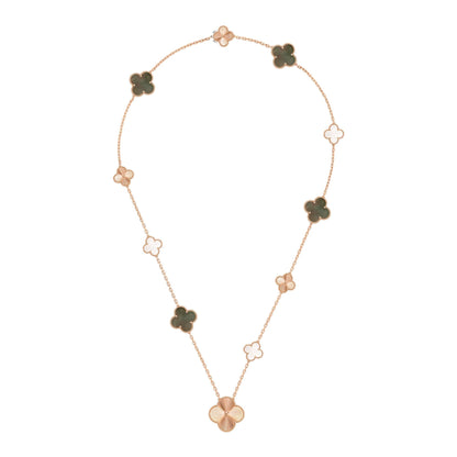 [OAK JURI]DETACHABLE CLOVER 15(11+4) FLOWER ROSE GOLD NECKLACE SET
