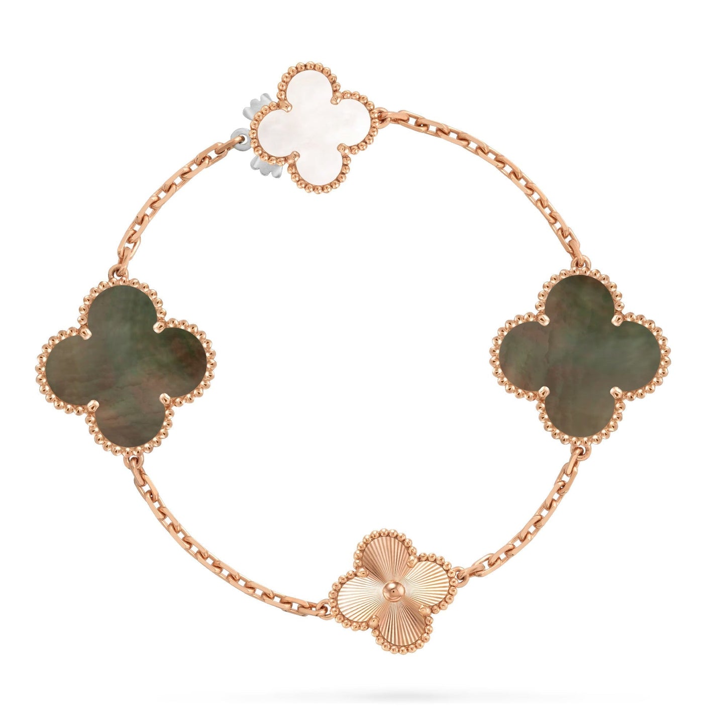 [OAK JURI]DETACHABLE CLOVER 15(11+4) FLOWER ROSE GOLD NECKLACE SET