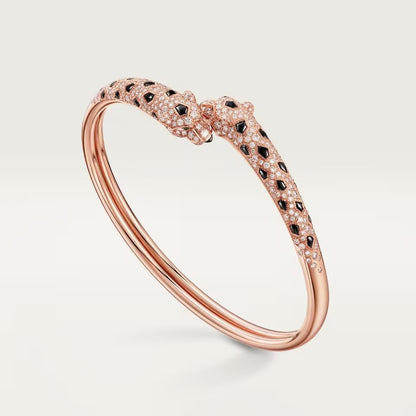 [OAK JURI]PANTHERE DOUBLE HEADED HALF DIAMOND OPEN BRACELET