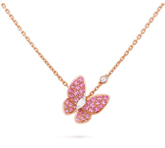 [OAK JURI]BUTTERFLY RED DIAMOND ROSE GOLD NECKLACE