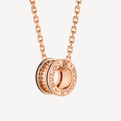 [OAK JURI]ZERO 1 ROCK PEDANT PINK GOLD BLACK NECKLACE