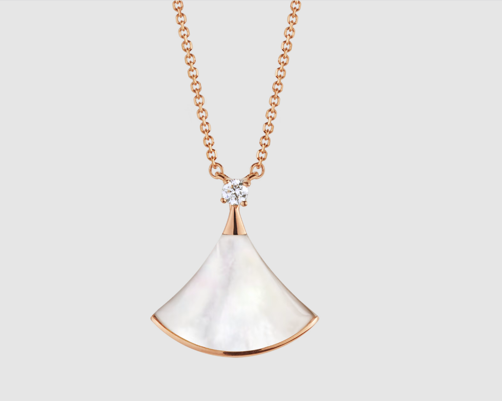 [OAK JURI]DREAM NECKLACE WHITE MOP PINK GOLD 1 DIAMOND