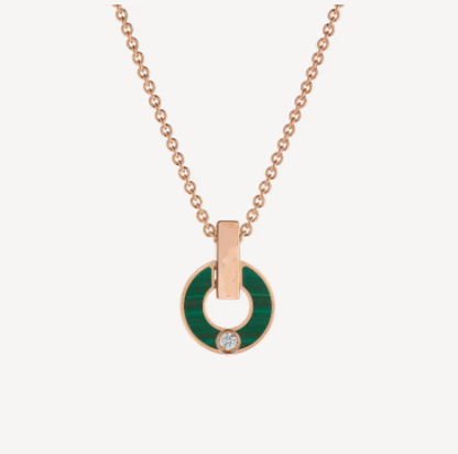 [OAK JURI]GARI NECKLACE PINK GOLD MALACHITE