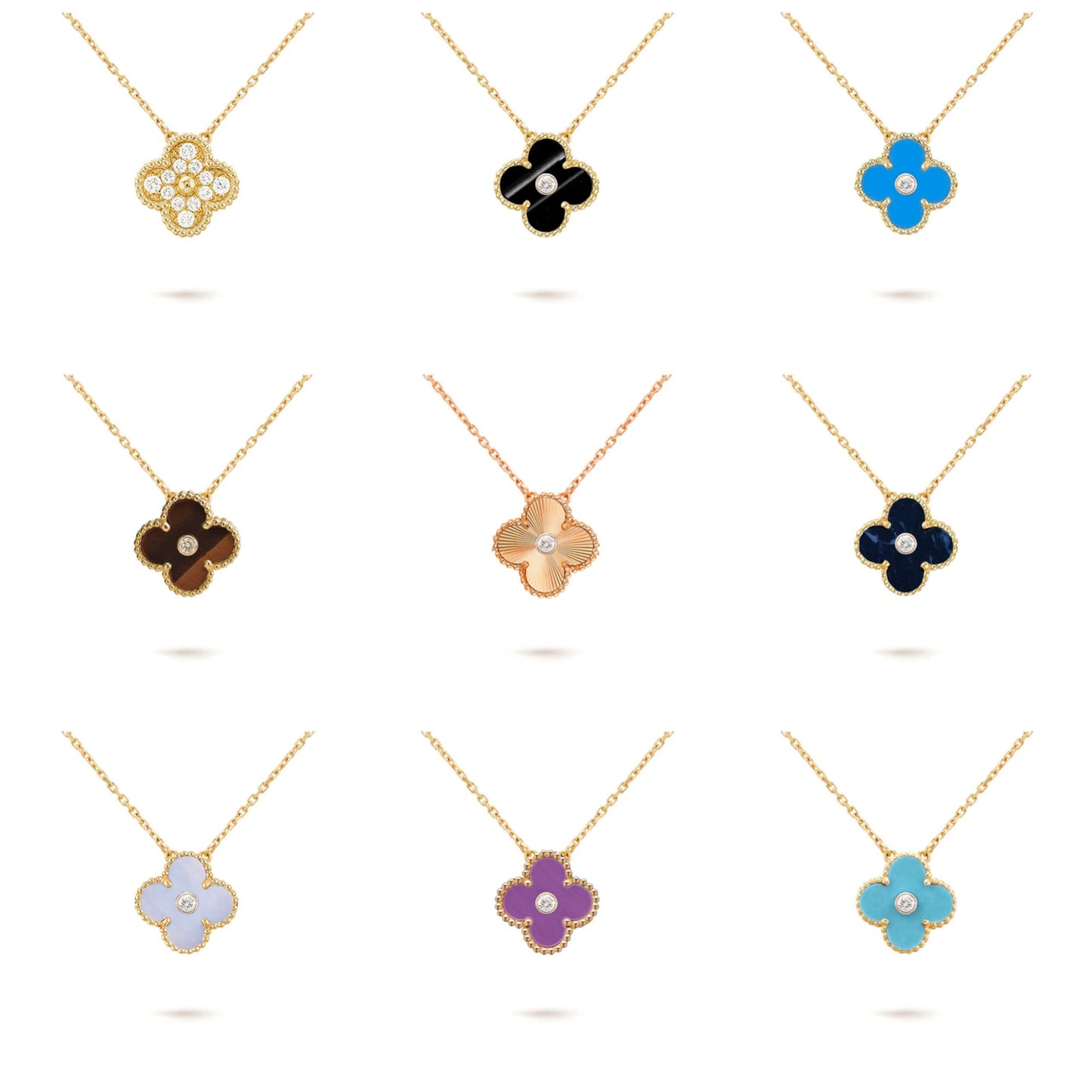 [OAK JURI]CLOVER 15MM DIAMOND SINGLE FLOWER NECKLACE COLLECTION