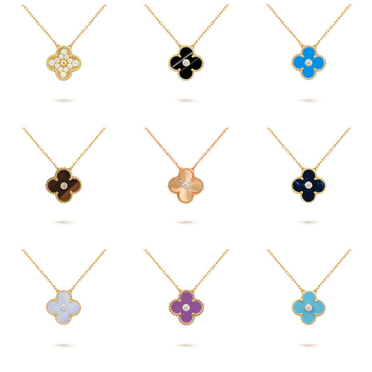 [OAK JURI]CLOVER 15MM DIAMOND SINGLE FLOWER NECKLACE COLLECTION
