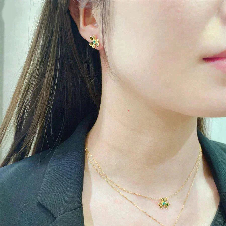 [OAK JURI]FRIVOLE  FLOWER MALACHITE EARRINGS
