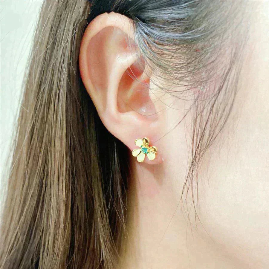 [OAK JURI]FRIVOLE  FLOWER MALACHITE EARRINGS