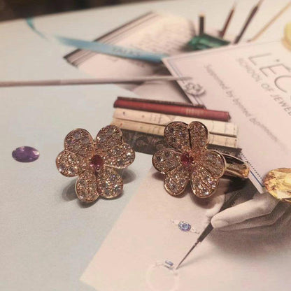[OAK JURI]FRIVOLE PINK GOLD FLOWER DIAMOND EARRINGS