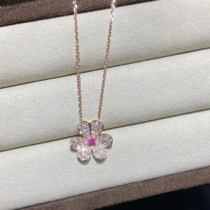 [OAK JURI]FRIVOLE ROSE GOLD FLOWER DIAMOND NECKLACE