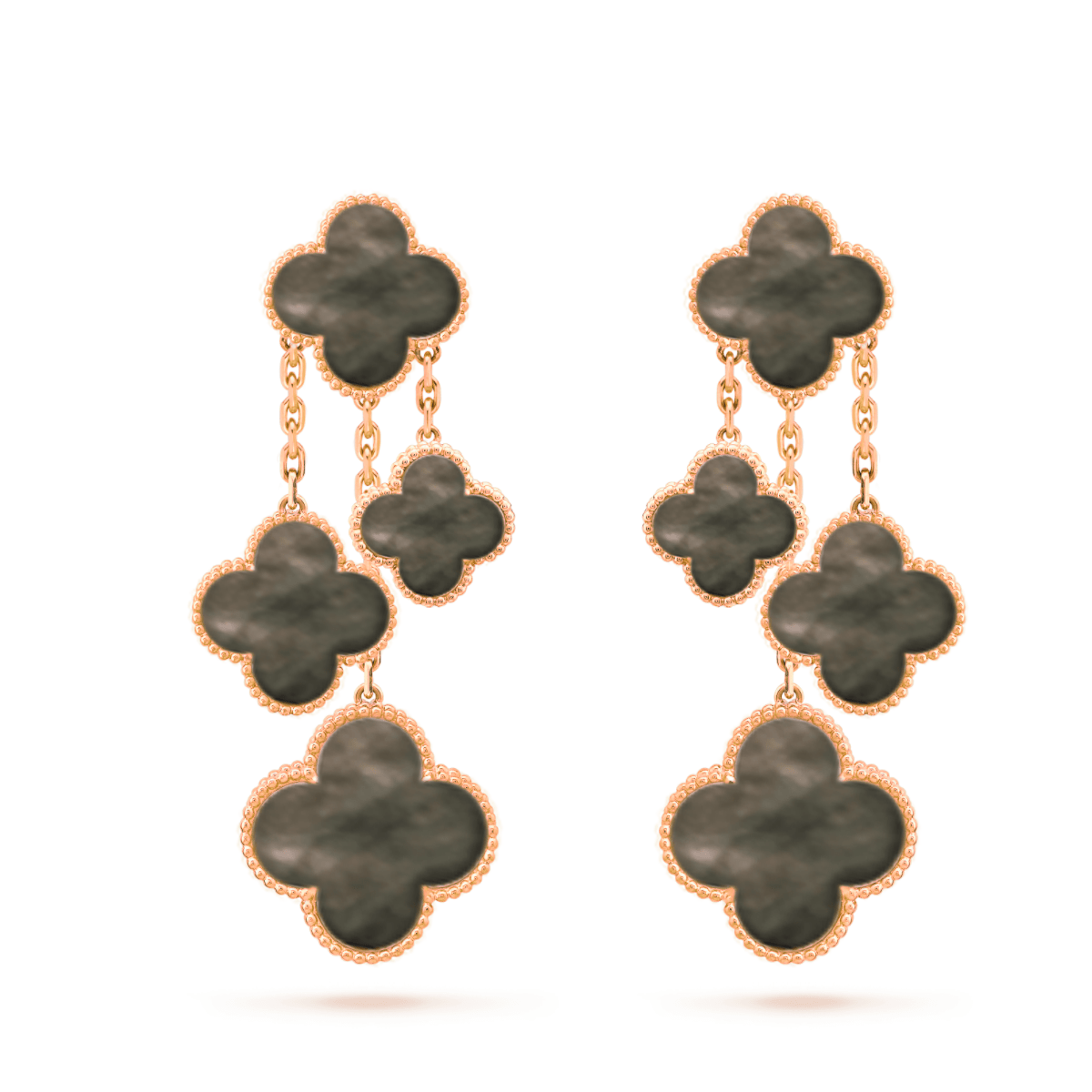 [OAK JURI]CLOVER EARRINGS DARK MOP 4 MOTIFS ROSE GOLD