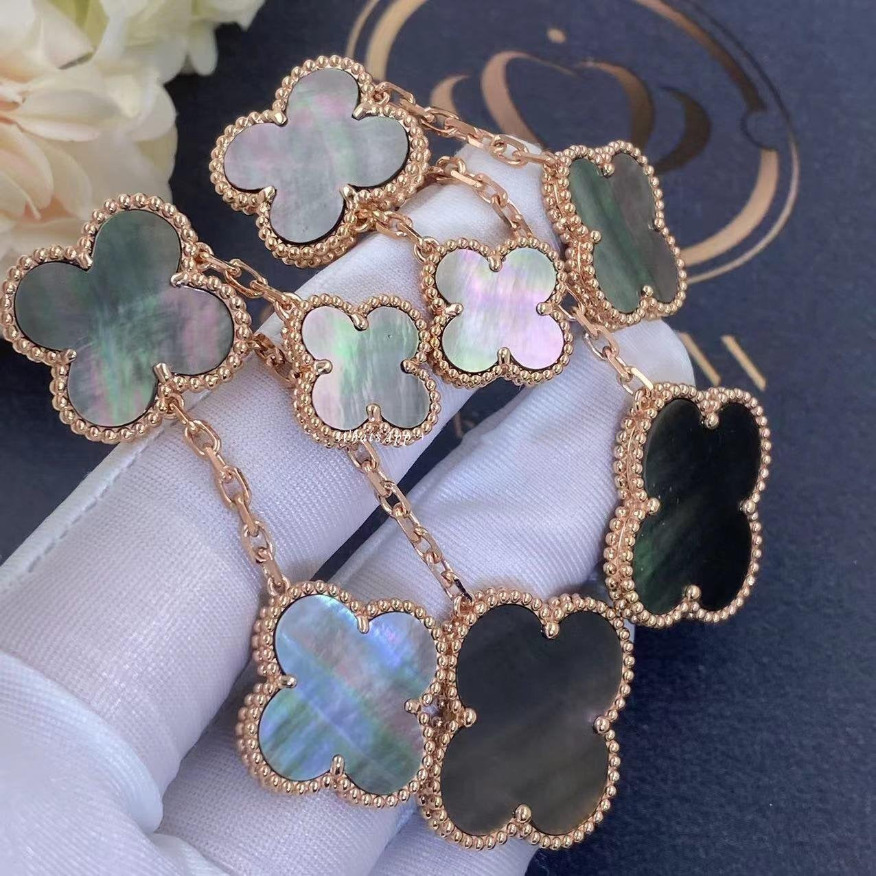 [OAK JURI]CLOVER EARRINGS DARK MOP 4 MOTIFS ROSE GOLD