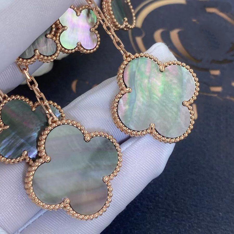 [OAK JURI]CLOVER EARRINGS DARK MOP 4 MOTIFS ROSE GOLD