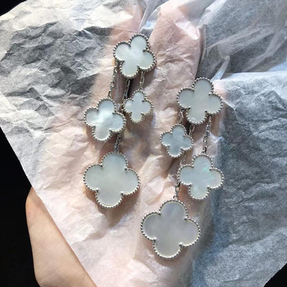 [OAK JURI]CLOVER EARRINGS WHITE MOP 4 MOTIFS SILVER