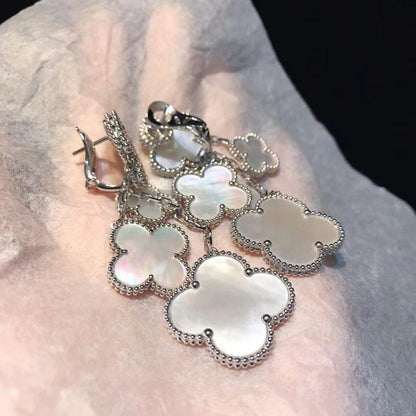 [OAK JURI]CLOVER EARRINGS WHITE MOP 4 MOTIFS SILVER