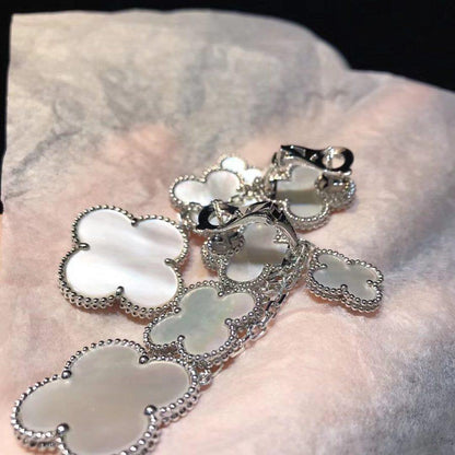 [OAK JURI]CLOVER EARRINGS WHITE MOP 4 MOTIFS SILVER