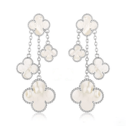 [OAK JURI]CLOVER EARRINGS WHITE MOP 4 MOTIFS SILVER