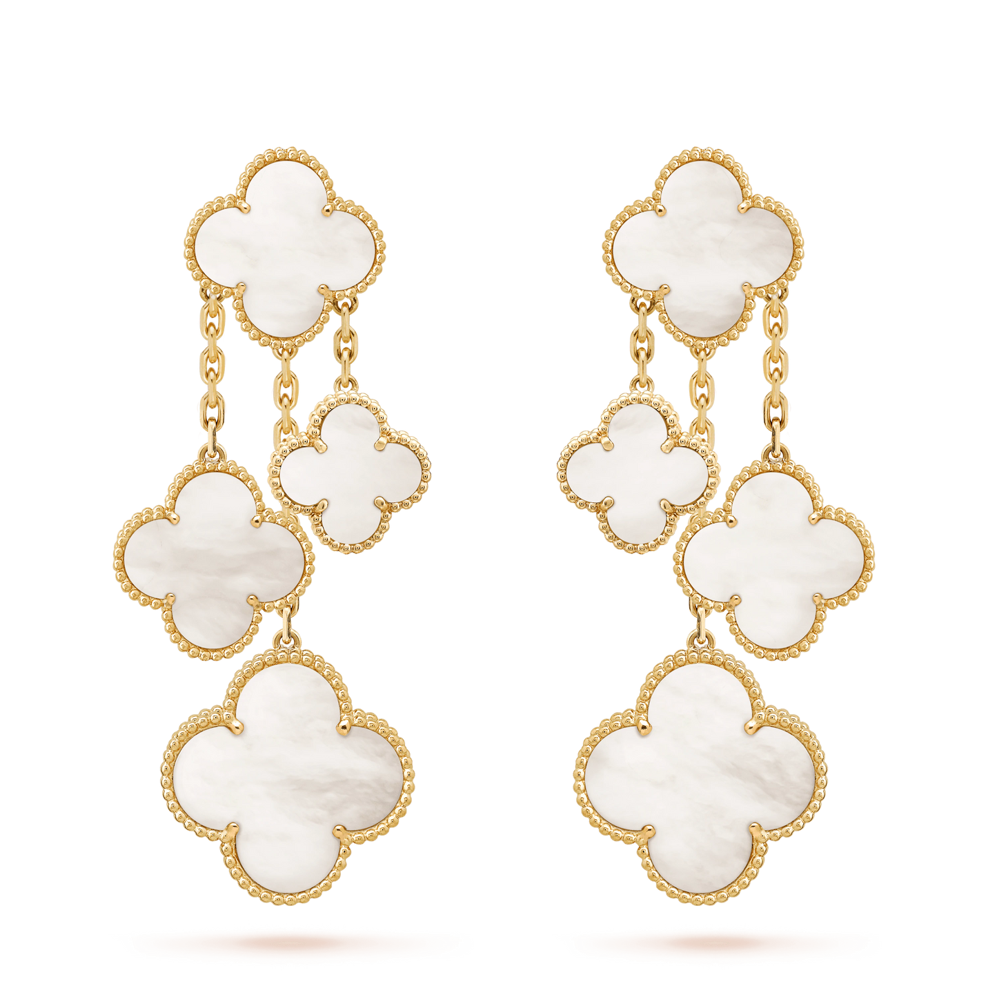 [OAK JURI]CLOVER EARRINGS WHITE MOP 4 MOTIFS GOLD