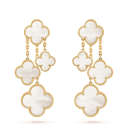 [OAK JURI]CLOVER EARRINGS WHITE MOP 4 MOTIFS GOLD