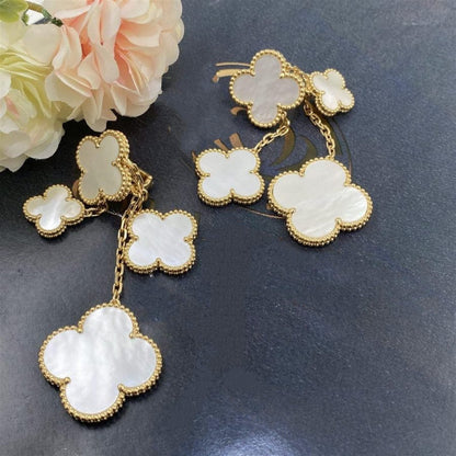 [OAK JURI]CLOVER EARRINGS WHITE MOP 4 MOTIFS GOLD