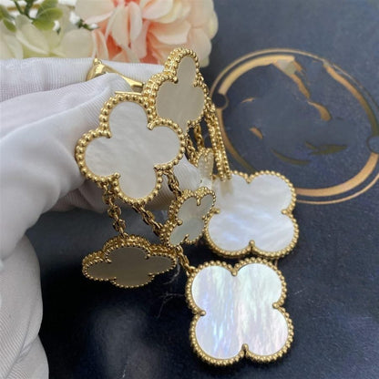 [OAK JURI]CLOVER EARRINGS WHITE MOP 4 MOTIFS GOLD