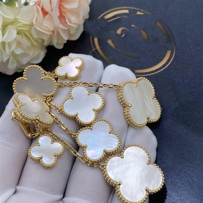[OAK JURI]CLOVER EARRINGS WHITE MOP 4 MOTIFS GOLD