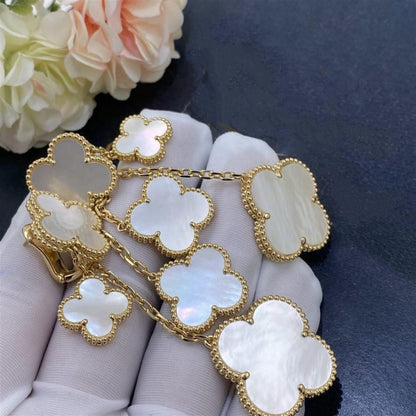 [OAK JURI]CLOVER EARRINGS WHITE MOP 4 MOTIFS GOLD