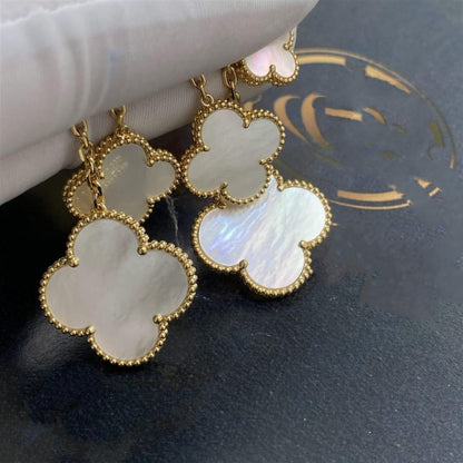 [OAK JURI]CLOVER EARRINGS WHITE MOP 4 MOTIFS GOLD