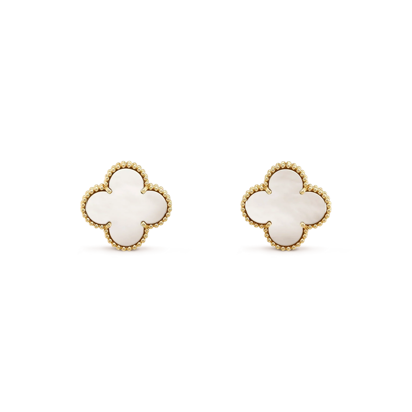 [OAK JURI]CLOVER MEDIUM 1 MOTIFS  WHITE MOP STUD EARRINGS
