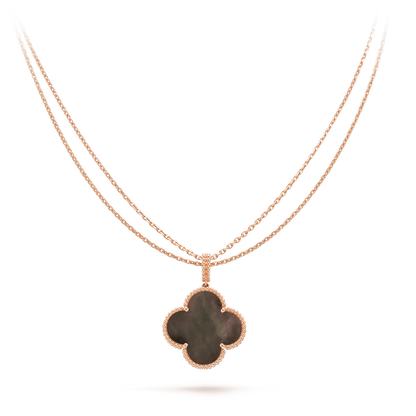 [OAK JURI]CLOVER 25MM GOLD DARK MOP BIG CLOVER NECKLACE
