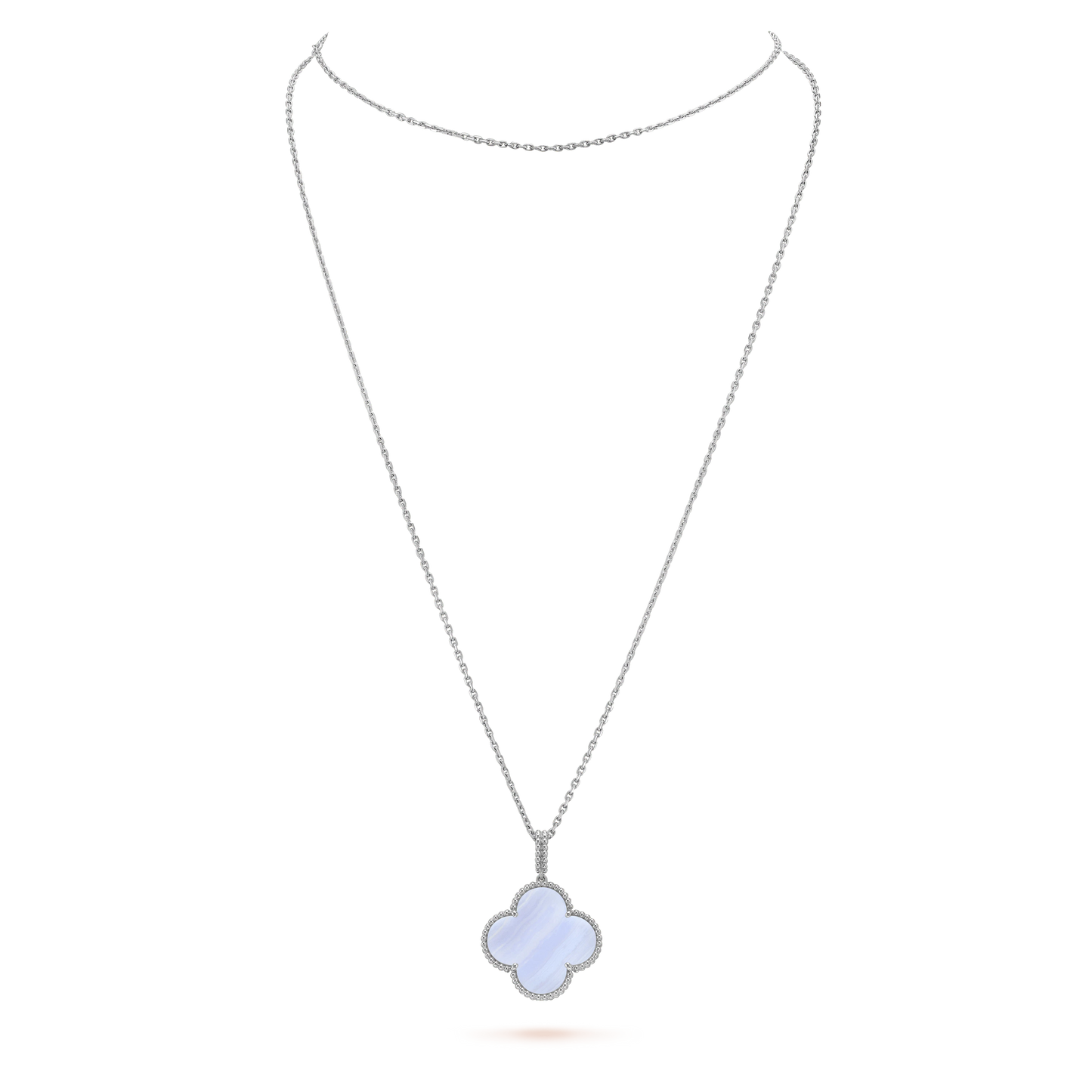 [OAK JURI]CLOVER SILVER CHALCEDONY BIG CLOVER NECKLACE