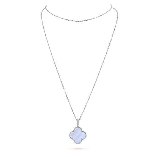 [OAK JURI]CLOVER SILVER CHALCEDONY BIG CLOVER NECKLACE