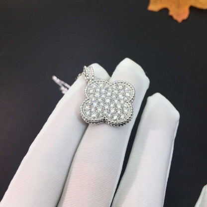 [OAK JURI]CLOVER 25MM SILVER FULL DIAMOND BIG CLOVER NECKLACE