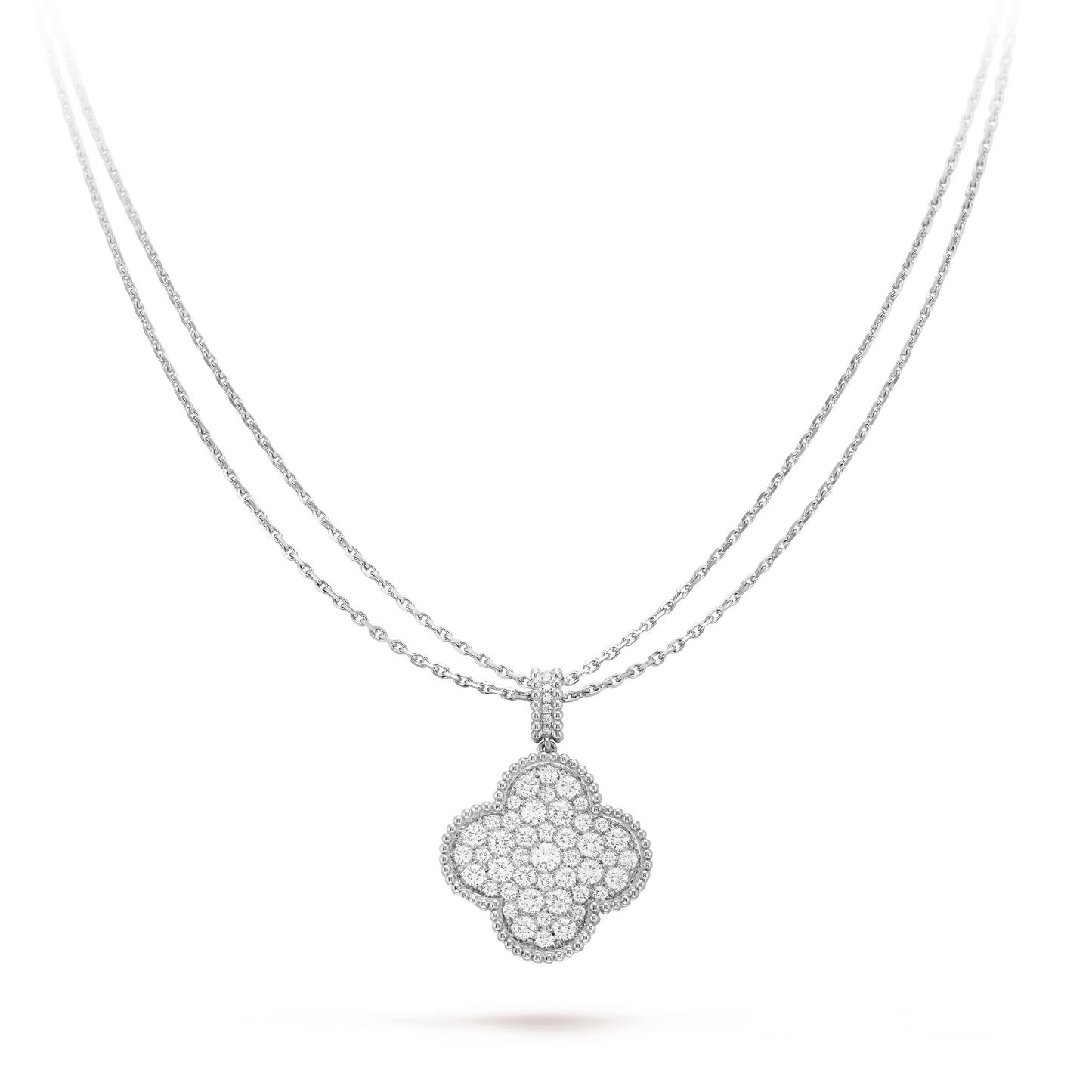 [OAK JURI]CLOVER 25MM SILVER FULL DIAMOND BIG CLOVER NECKLACE