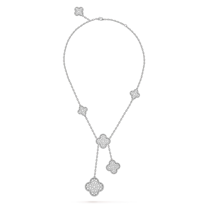 [OAK JURI]CLOVER 5 MOTIFS SILVER DIAMONDS NECKLACE