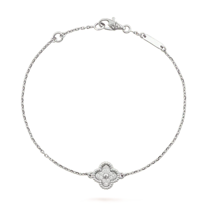 [OAK JURI]CLOVER  SINGLE FLOWER BRACELET SILVER