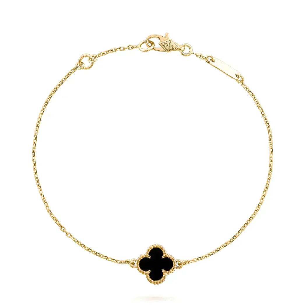 [OAK JURI]CLOVER ONYX SINGLE FLOWER BRACELET