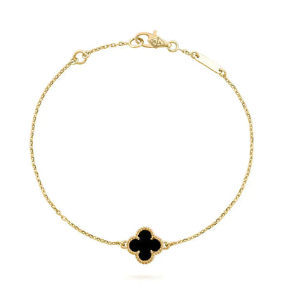 [OAK JURI]CLOVER ONYX SINGLE FLOWER BRACELET