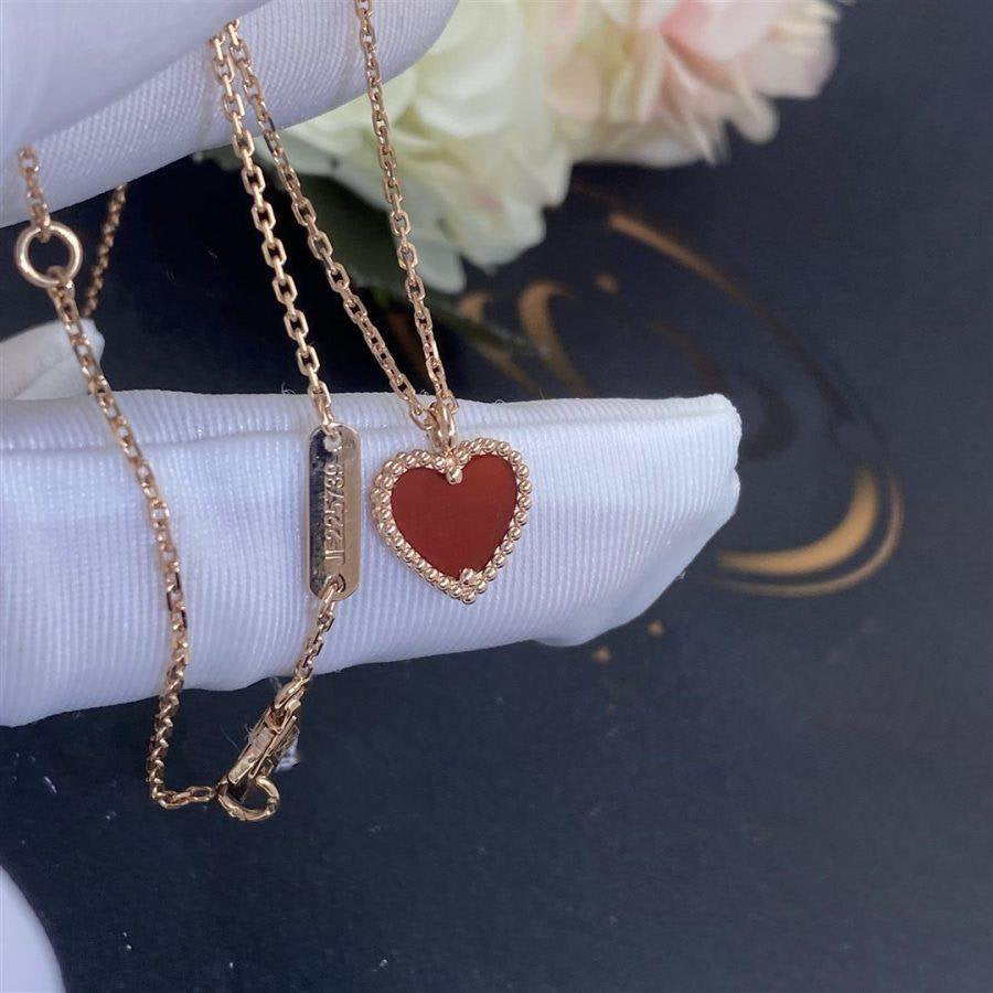 [OAK JURI]SWEET CLOVER CARNELIAN HEART NECKLACE