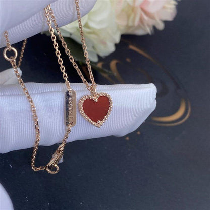 [OAK JURI]SWEET CLOVER CARNELIAN HEART NECKLACE