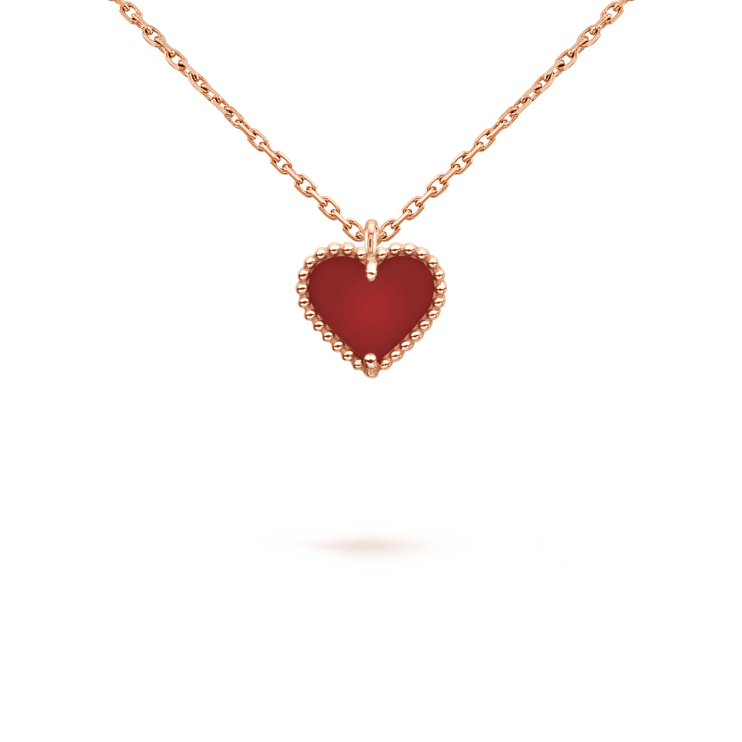 [OAK JURI]SWEET CLOVER CARNELIAN HEART NECKLACE