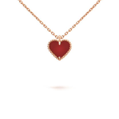 [OAK JURI]SWEET CLOVER CARNELIAN HEART NECKLACE