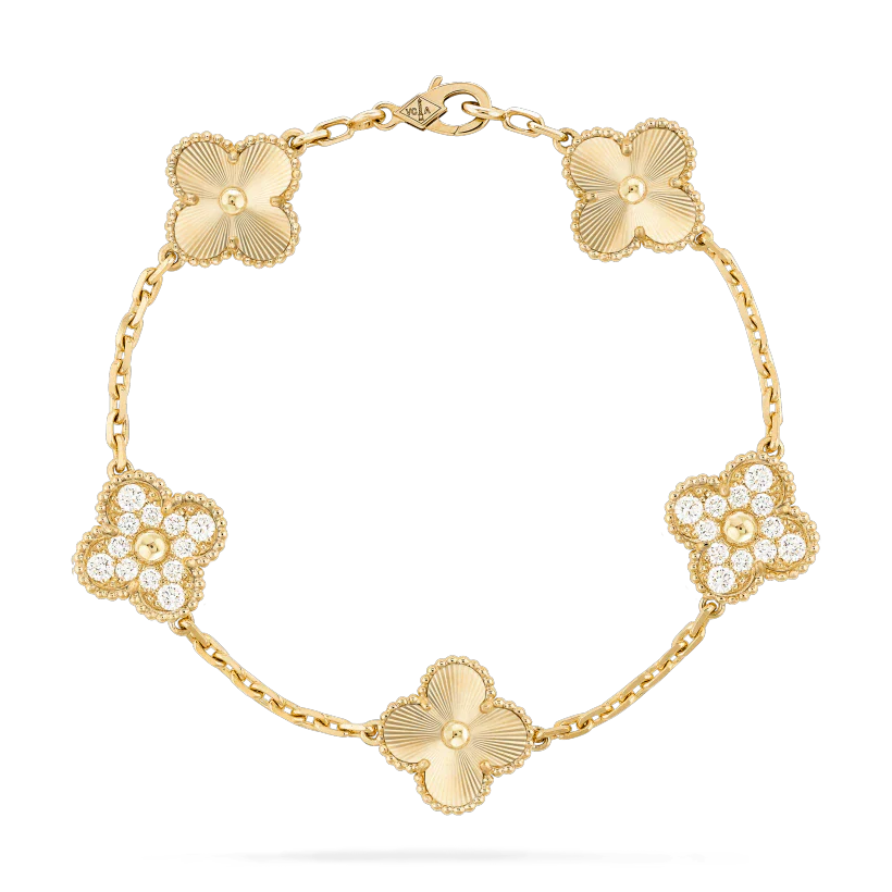 [OAK JURI]CLOVER BRACELET 5 MOTIFS GOLD DIAMOND