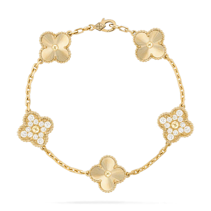 [OAK JURI]CLOVER BRACELET 5 MOTIFS GOLD DIAMOND