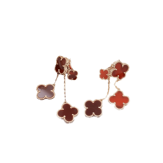[OAK JURI]CLOVER EARRINGS CARNELIAN 4 MOTIFS PINK GOLD