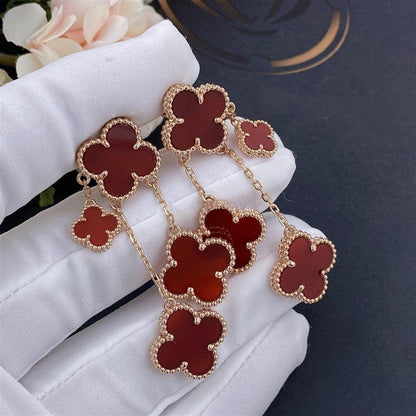 [OAK JURI]CLOVER EARRINGS CARNELIAN 4 MOTIFS PINK GOLD
