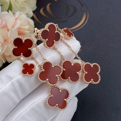 [OAK JURI]CLOVER EARRINGS CARNELIAN 4 MOTIFS PINK GOLD