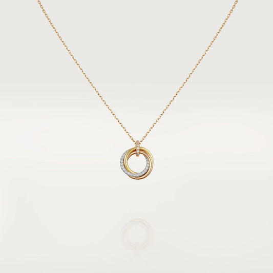 [OAK JURI]TRINITY NECKLACE SILVER GOLD PINK GOLD DIAMONDS